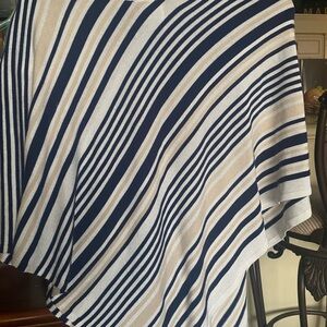 Chico's Navy and Beige Striped Poncho